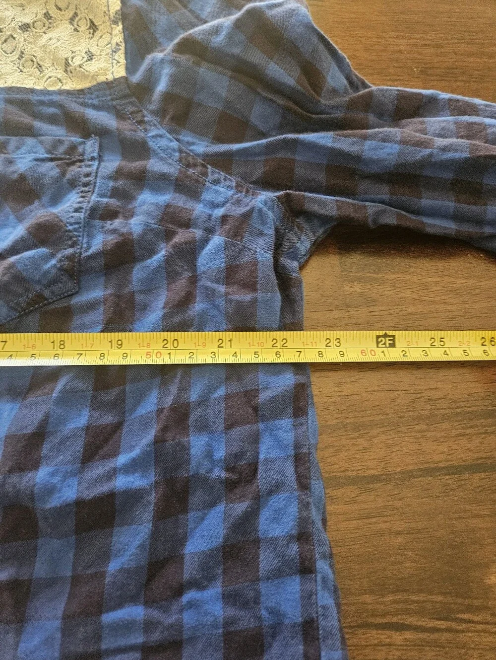 Arizona Blue Plaid Lace Yoke Button-Front Shirt Size XXL